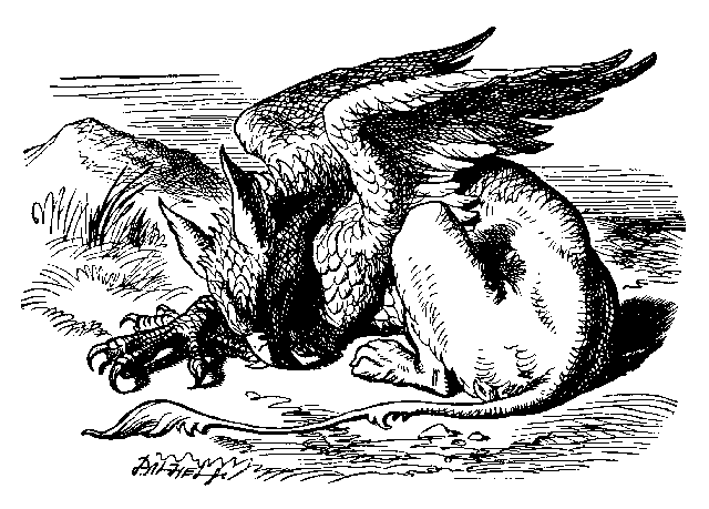a cute, old illustration of a Gryphon