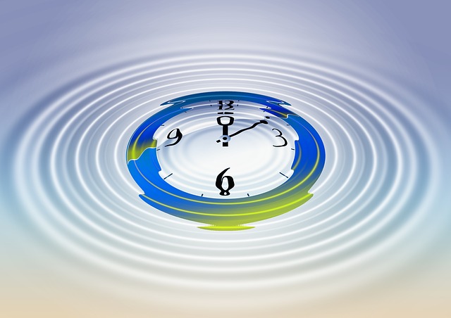 image of a clock with ripples extending outward