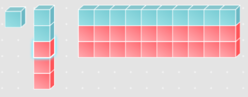 36 take away 23 in base-ten blocks