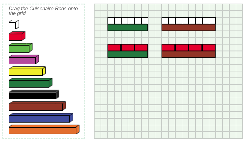 using color rods to show the GCD of 6 and 8